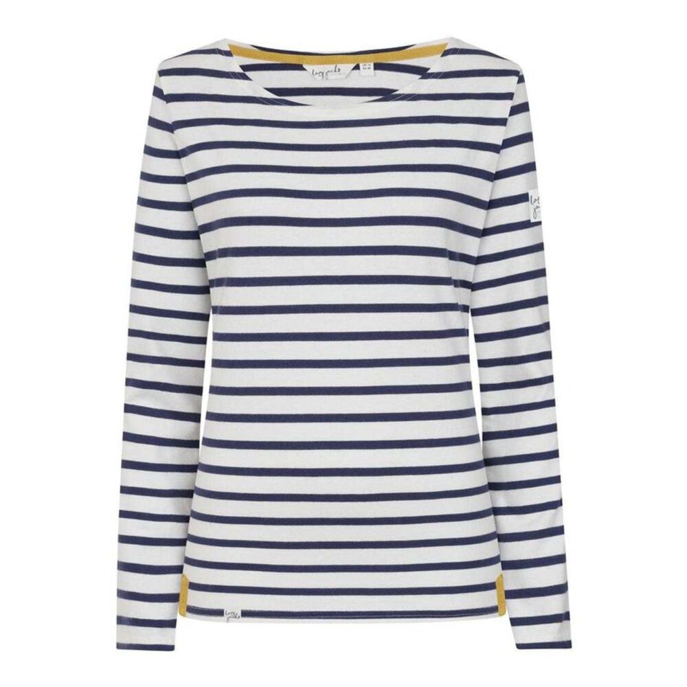 Lazy Jacks Womens/Ladies Breton Contrast Striped Long-Sleeved T-Shirt / Chalk